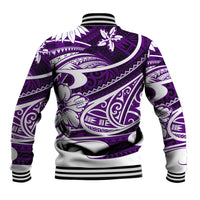 Polynesian Tribal Baseball Jacket Purple LT6 - Wonder Print Shop