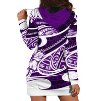Polynesian Tribal Hoodie Dress Purple LT6 - Wonder Print Shop