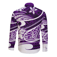 Polynesian Tribal Long Sleeve Button Shirt Purple LT6 - Wonder Print Shop