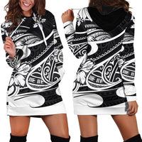 Polynesian Tribal Hoodie Dress Black LT6 - Wonder Print Shop
