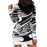 Polynesian Tribal Hoodie Dress Black LT6 - Wonder Print Shop