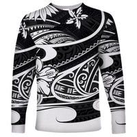 Polynesian Tribal Long Sleeve Shirt Black LT6 - Wonder Print Shop
