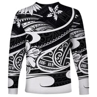 Polynesian Tribal Long Sleeve Shirt Black LT6 - Wonder Print Shop