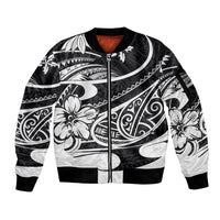 Polynesian Tribal Sleeve Zip Bomber Jacket Black LT6 - Wonder Print Shop
