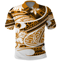 Polynesian Tribal Polo Shirt Gold LT6 - Wonder Print Shop