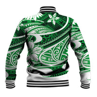 Polynesian Tribal Baseball Jacket Green LT6 - Wonder Print Shop