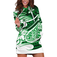 Polynesian Tribal Hoodie Dress Green LT6 - Wonder Print Shop