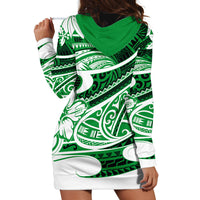 Polynesian Tribal Hoodie Dress Green LT6 - Wonder Print Shop