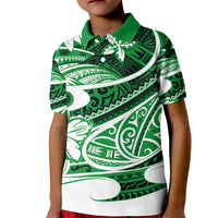 Polynesian Tribal Polo Shirt for Kid Green LT6 - Wonder Print Shop