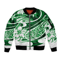Polynesian Tribal Sleeve Zip Bomber Jacket Green LT6 - Wonder Print Shop