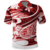 Polynesian Tribal Polo Shirt Red LT6 - Wonder Print Shop