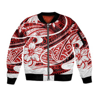 Polynesian Tribal Sleeve Zip Bomber Jacket Red LT6 - Wonder Print Shop