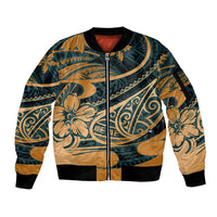 Polynesian Tribal Sleeve Zip Bomber Jacket LT6 - Wonder Print Shop