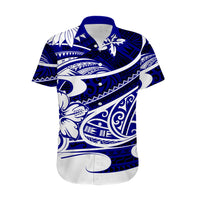 Polynesian Tribal Hawaiian Shirt Blue LT6 - Wonder Print Shop