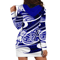 Polynesian Tribal Hoodie Dress Blue LT6 - Wonder Print Shop