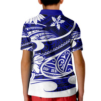 Polynesian Tribal Polo Shirt for Kid Blue LT6 - Wonder Print Shop
