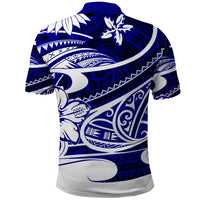 Polynesian Tribal Polo Shirt Blue LT6 - Wonder Print Shop