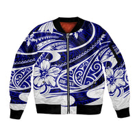 Polynesian Tribal Sleeve Zip Bomber Jacket Blue LT6 - Wonder Print Shop