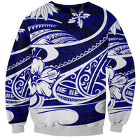Polynesian Tribal Sweatshirt Blue LT6 - Wonder Print Shop