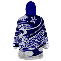 Polynesian Tribal Wearable Blanket Hoodie Blue LT6 - Wonder Print Shop