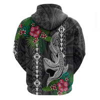 Hawaii Kakau Hoodie Mix Sharks Polynesian Hibiscus LT6 - Wonder Print Shop