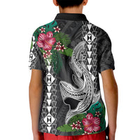 Hawaii Kakau Polo Shirt for Kid Mix Sharks Polynesian Hibiscus LT6 - Wonder Print Shop