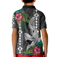 Hawaii Kakau Polo Shirt for Kid Mix Sharks Polynesian Hibiscus LT6 - Wonder Print Shop