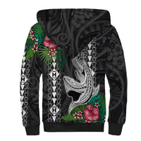 Hawaii Kakau Sherpa Hoodie Mix Sharks Polynesian Hibiscus LT6 - Wonder Print Shop