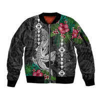 Hawaii Kakau Sleeve Zip Bomber Jacket Mix Sharks Polynesian Hibiscus LT6 - Wonder Print Shop