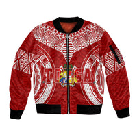 Personalised Tonga Independence Day Sleeve Zip Bomber Jacket Kupesi Pattern Mix Style - Wonder Print Shop