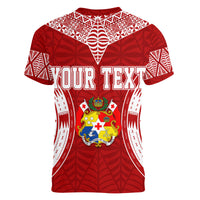 Personalised Tonga Independence Day Women V Neck T Shirt Kupesi Pattern Mix Style - Wonder Print Shop