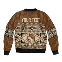 Personalised Tonga Independence Day Sleeve Zip Bomber Jacket Ngatu Tapa Style - Wonder Print Shop