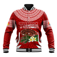 Personalised Tonga Independence Day Baseball Jacket Kumete Kava Bowl With Plumeria LT7 - Wonder Print Shop