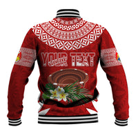 Personalised Tonga Independence Day Baseball Jacket Kumete Kava Bowl With Plumeria LT7 - Wonder Print Shop