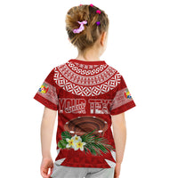 Personalised Tonga Independence Day Kid T Shirt Kumete Kava Bowl With Plumeria - Wonder Print Shop