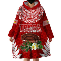 Personalised Tonga Independence Day Wearable Blanket Hoodie Kumete Kava Bowl With Plumeria - Wonder Print Shop