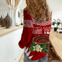 Personalised Tonga Independence Day Women Casual Shirt Kumete Kava Bowl With Plumeria - Wonder Print Shop