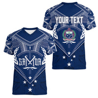 Personalised Samoa Independence Day Women V Neck T Shirt Chest Tattoo Symbolic Style - Wonder Print Shop