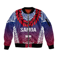 Personalised Samoa Independence Day Sleeve Zip Bomber Jacket Ula Fala Gradient Color - Wonder Print Shop