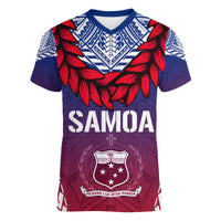 Personalised Samoa Independence Day Women V Neck T Shirt Ula Fala Gradient Color - Wonder Print Shop