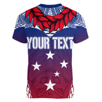 Personalised Samoa Independence Day Women V Neck T Shirt Ula Fala Gradient Color - Wonder Print Shop