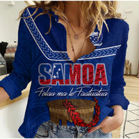 Personalised Samoa Independence Day Women Casual Shirt Kava And Ula Fala - Sail With Faith - Wonder Print Shop