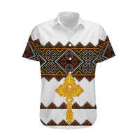 Eritrea Hawaiian Shirt Tilet Mix Eritrean Cross - White - Wonder Print Shop