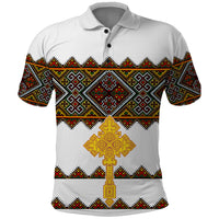 Eritrea Polo Shirt Tilet Mix Eritrean Cross White - Wonder Print Shop