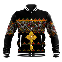 Eritrea Baseball Jacket Tilet Mix Eritrean Cross - Black LT7 - Wonder Print Shop