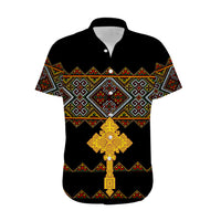 Eritrea Hawaiian Shirt Tilet Mix Eritrean Cross - Black - Wonder Print Shop