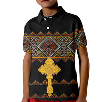Eritrea Polo Shirt for Kid Tilet Mix Eritrean Cross Black - Wonder Print Shop