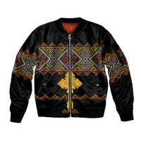 Eritrea Sleeve Zip Bomber Jacket Tilet Mix Eritrean Cross - Black - Wonder Print Shop