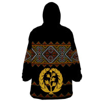 Eritrea Wearable Blanket Hoodie Tilet Mix Eritrean Cross - Black - Wonder Print Shop