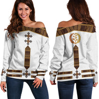Eritrea Off Shoulder Sweater Tilet Habesha Style - White - Wonder Print Shop